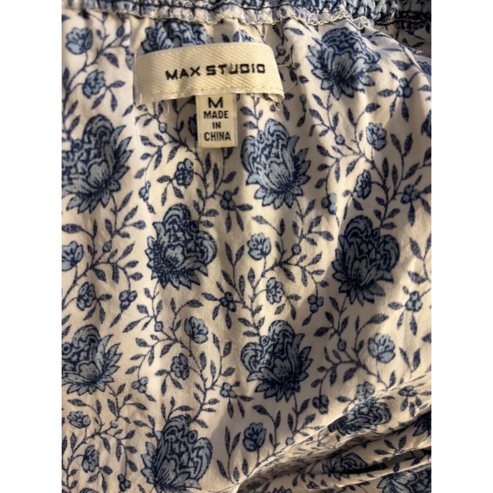 Max Studio Blue & White Floral Tiered Dress – Size Medium – Boho Style - Picture 2 of 8